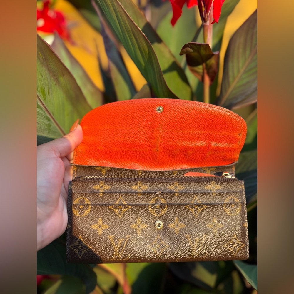 LOUIS VUITTON Emilie Orange and Brown Monogram wallet